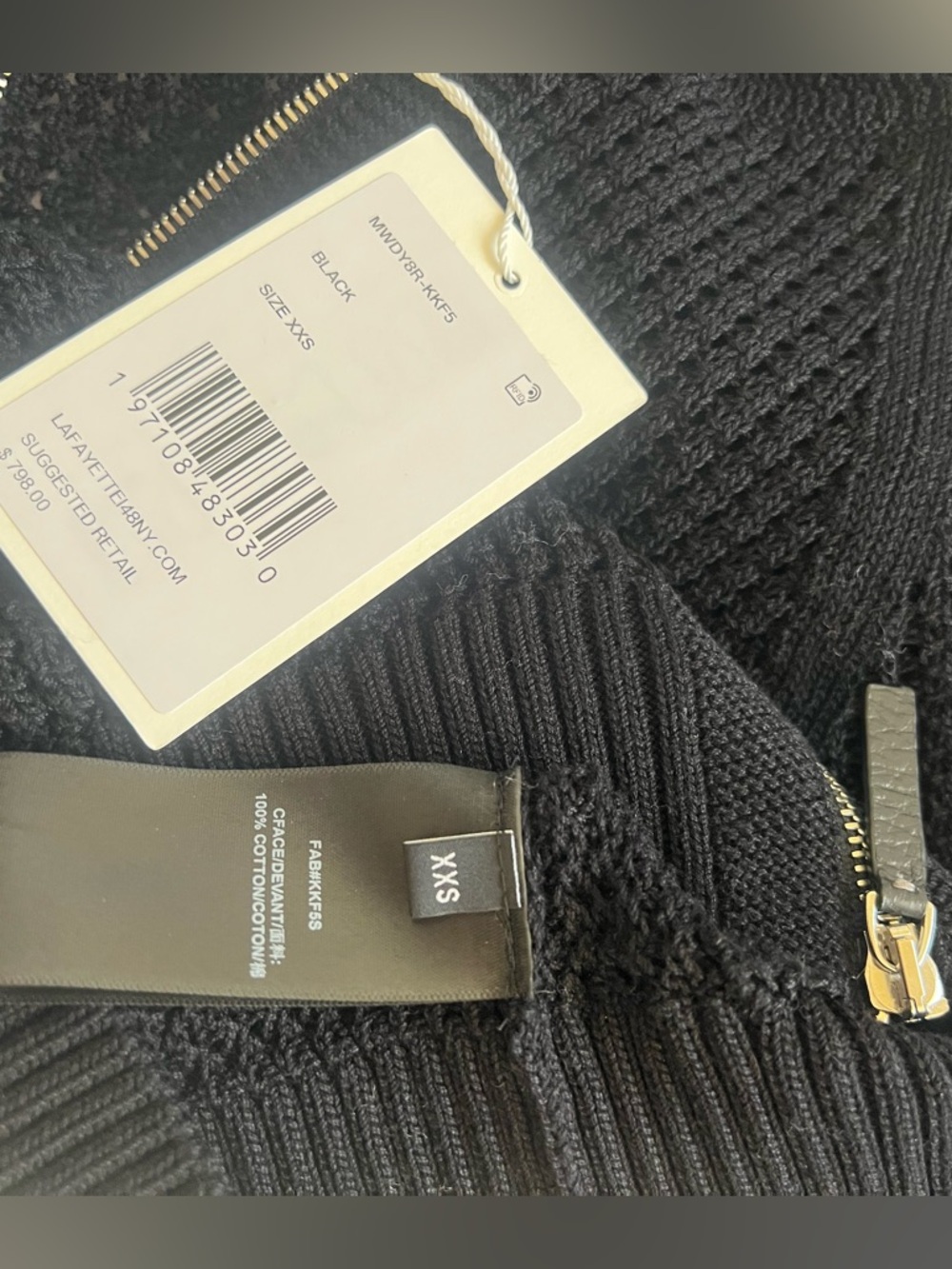 NWT $798 Lafayette 148 New York Black Zip Knit Cardigan 100% cotton Size XXS - Picture 4 of 12
